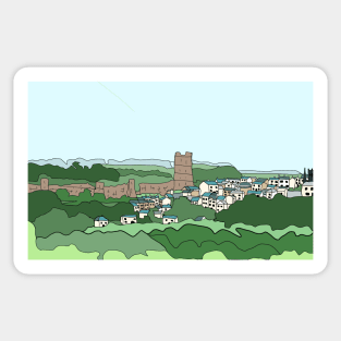 Medieval Richmond Castle with Old Town, North Yorkshire Sticker